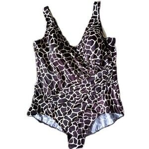 Miraclesuit Swimsuit Estilo Plus Sz 24 One-Piece Animal Giraffe Print  Slimming